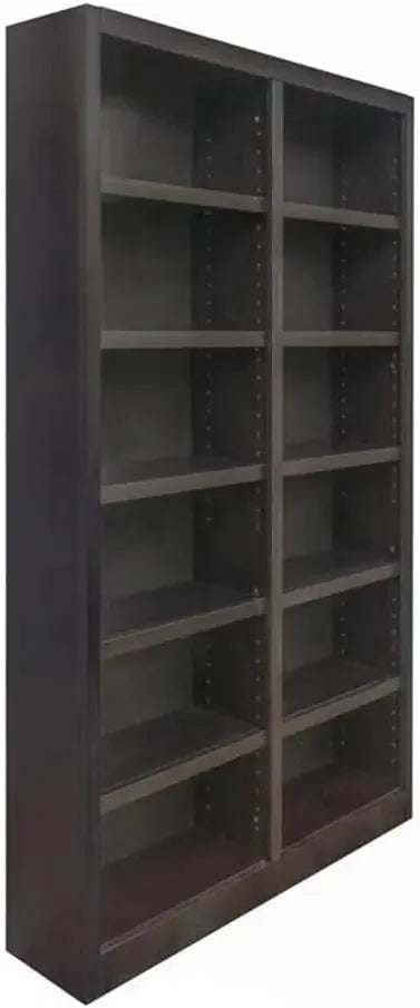 Traditional Double Wide Wood Bookcase with 10 Adjustable Shelves & 2 Fixed Shelves 84" Assembly Required