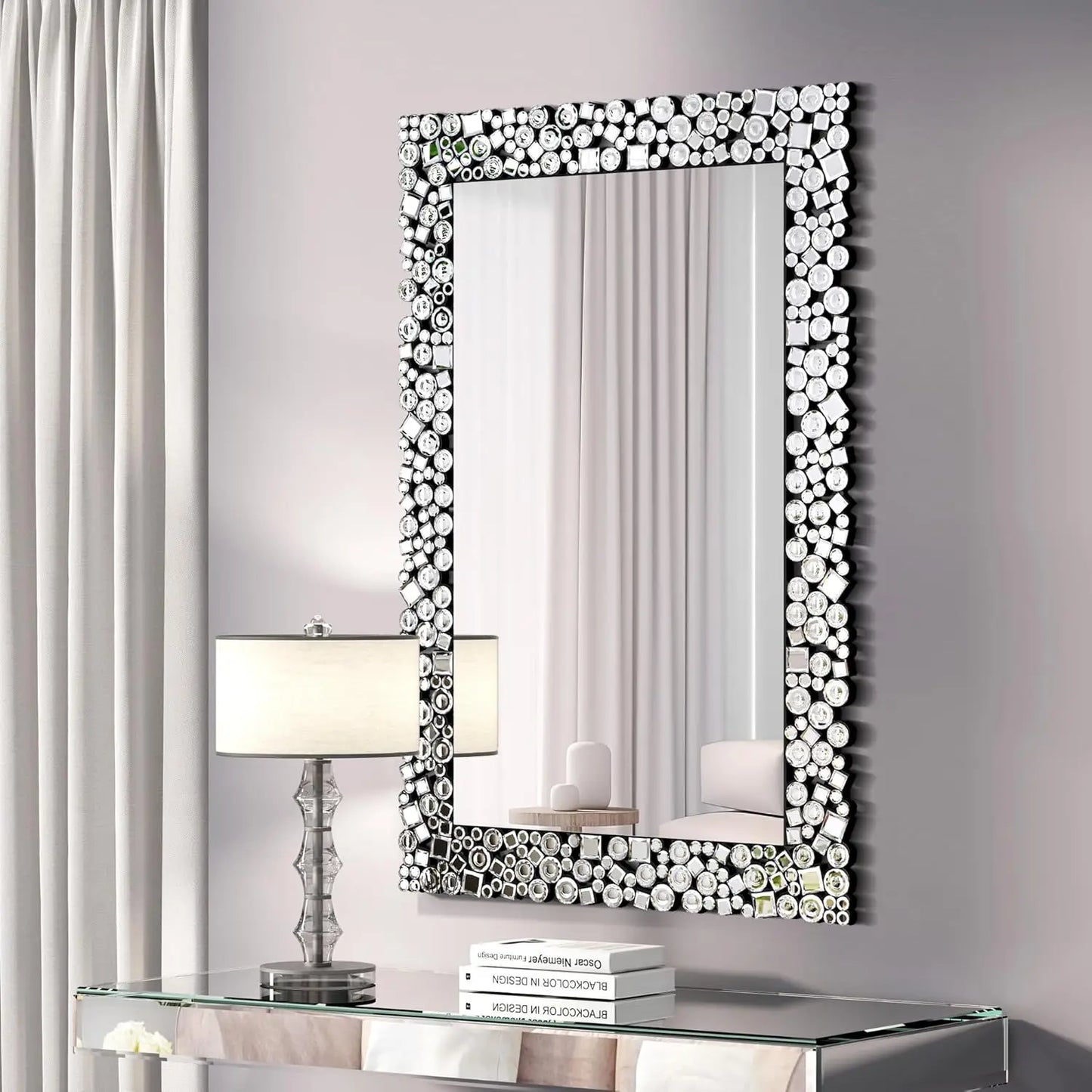 Decor Crystal Mirror Full Length-63 X 21 "Crushed Diamond Full Length Mirror Silver Long Floor Standing Mirror Bedroom, Living Room