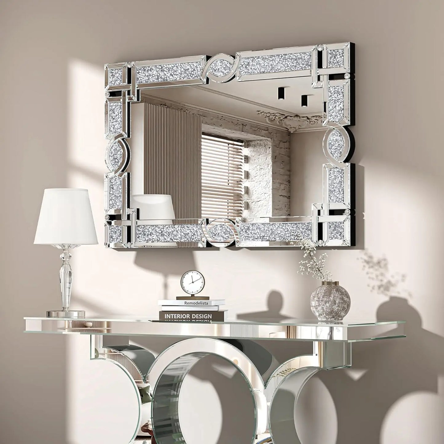 Decor Crystal Mirror Full Length-63 X 21 "Crushed Diamond Full Length Mirror Silver Long Floor Standing Mirror Bedroom, Living Room