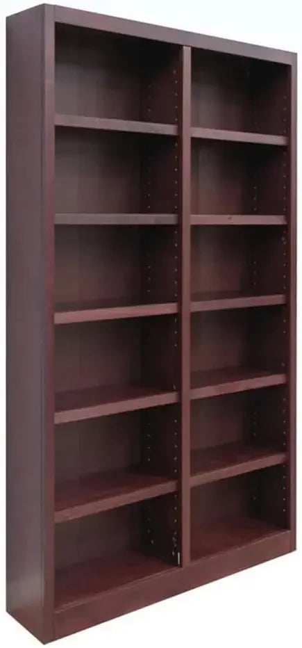 Traditional Double Wide Wood Bookcase with 10 Adjustable Shelves & 2 Fixed Shelves 84" Assembly Required