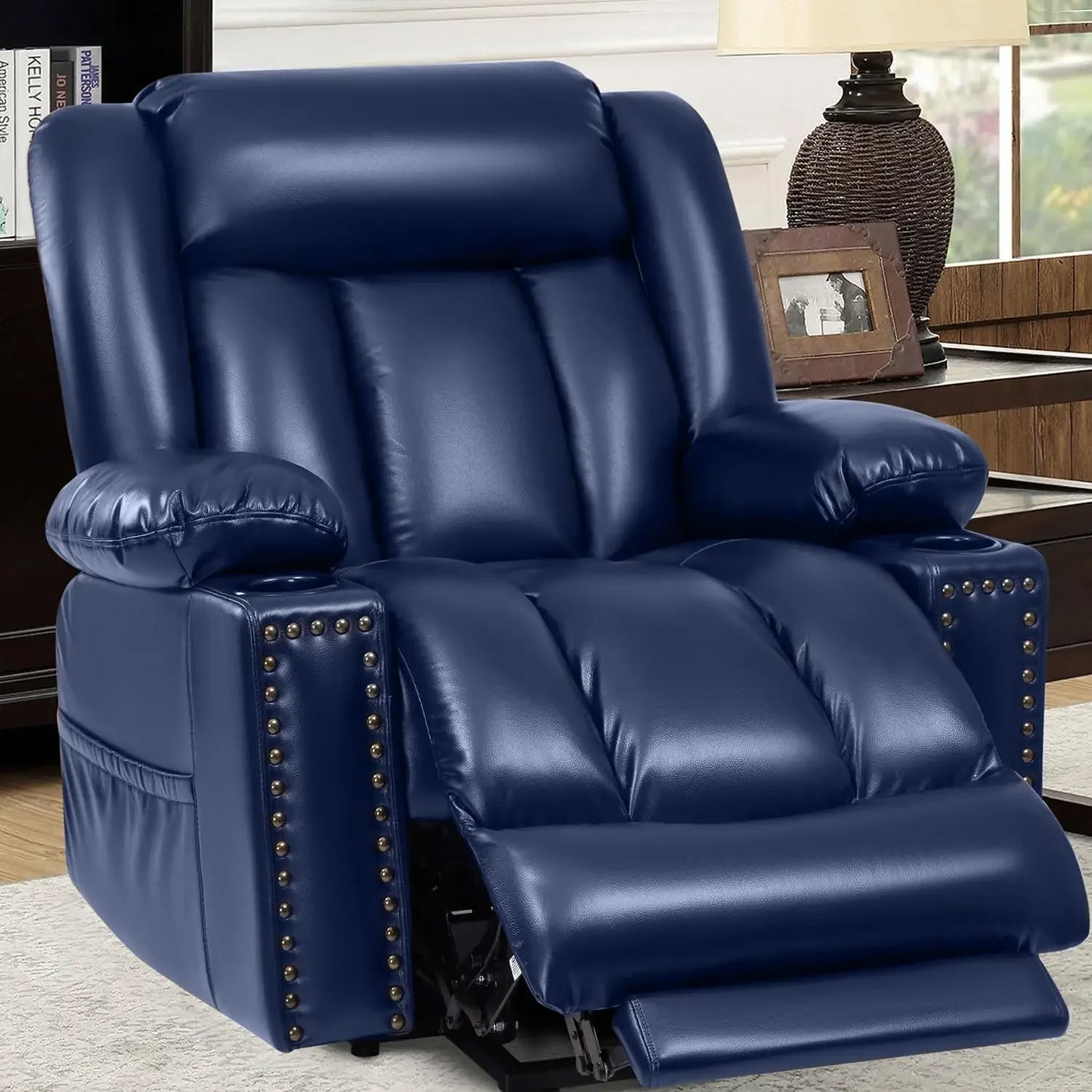 Chair For Large or Tall, Power Lift Okin from Germany, Recliners for Young and Elderly with Heated and Massage Overstuffed Adjustable Lift Chairs, Breathable Leather, USB