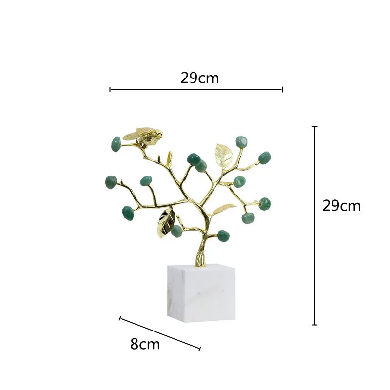 Decor Amethyst Tree Golden Crystal Simulated Plant Sculpture Flower Decorative Figurines Metal Figurine Home Accessories