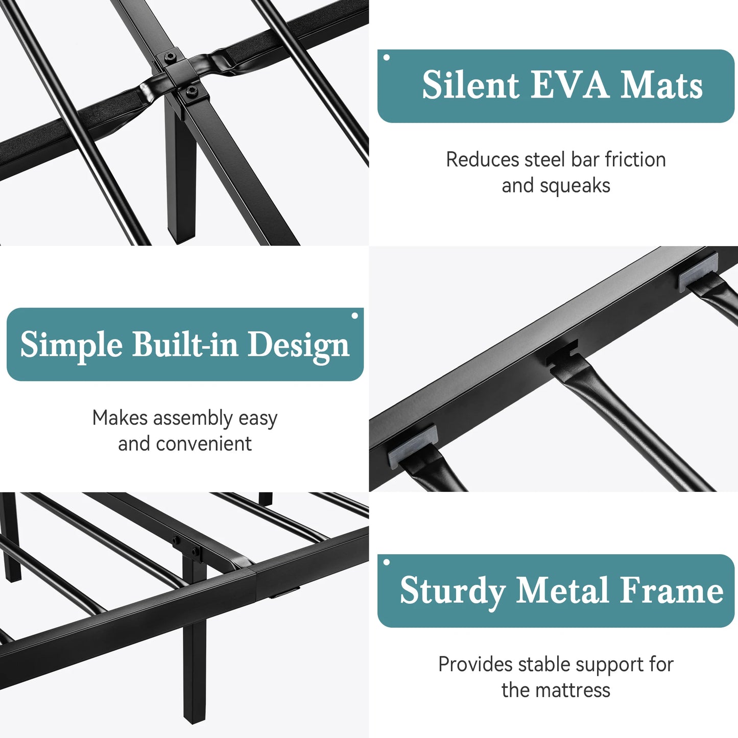 Bed Frame Queen Size or Full Size or Twin Size, Platform Metal Bed Frame with Butterfly Pattern Design Headboard & Footboard Alleiwe