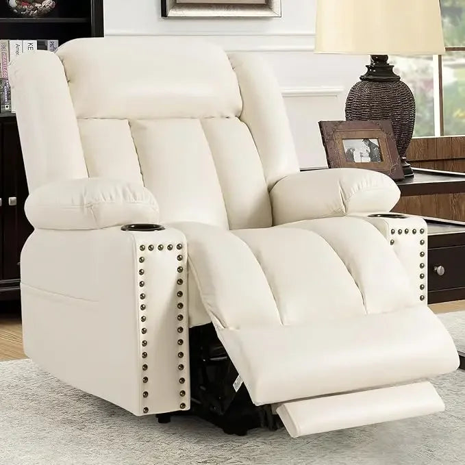 Chair For Large or Tall, Power Lift Okin from Germany, Recliners for Young and Elderly with Heated and Massage Overstuffed Adjustable Lift Chairs, Breathable Leather, USB