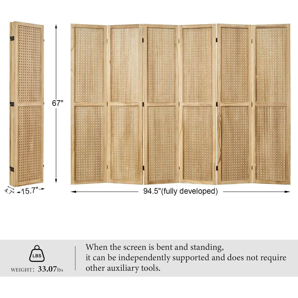 Pegboard Display, 5.6Ft Portable Freestanding Wall Organizer Wooden Room Divider Folding Privacy Screens for Craft Art Display B