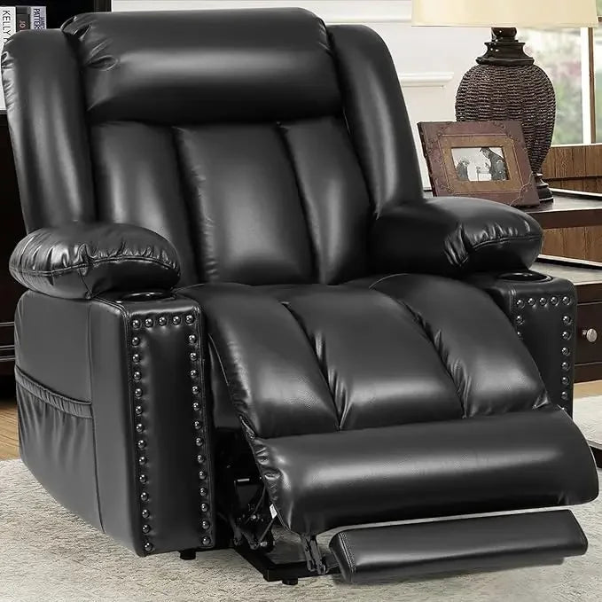 Chair For Large or Tall, Power Lift Okin from Germany, Recliners for Young and Elderly with Heated and Massage Overstuffed Adjustable Lift Chairs, Breathable Leather, USB