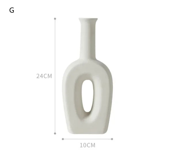 Hollow Nordic Modern Ceramic Vase for Modern Home Decor Hollow Flower Vases for Living Room Bookshelf flower vase