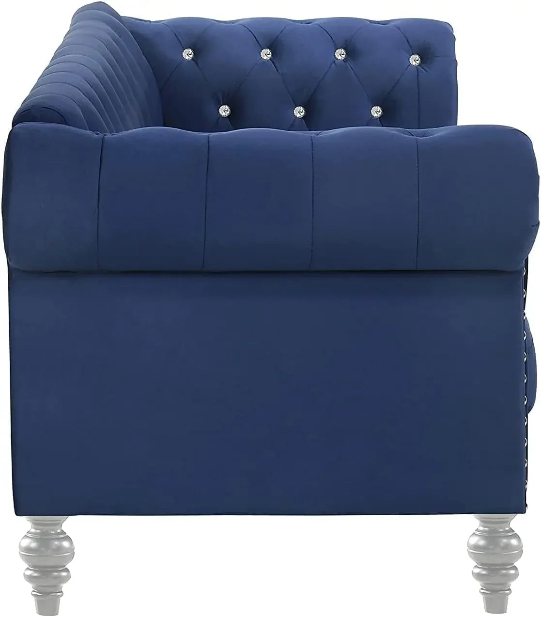 Living Room Emma Crystal Sofa and Loveseat Living Room Set, Royal Blue