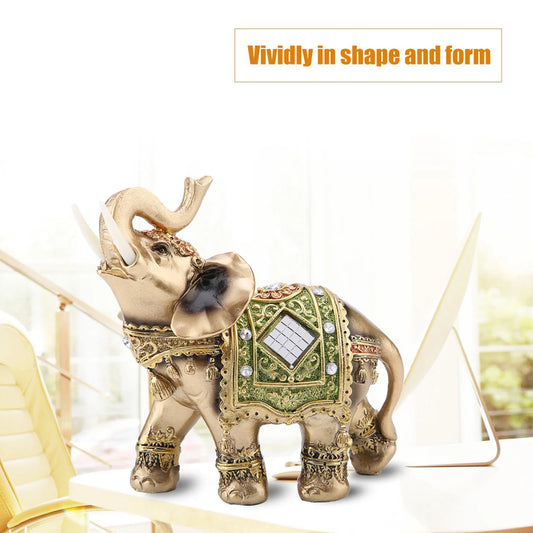 Feng Shui Elephant Statue, Lucky Feng Shui Green Elephant Statue, Sculpture Wealth Figurine, Gift Home Decoration Elephant Figurine