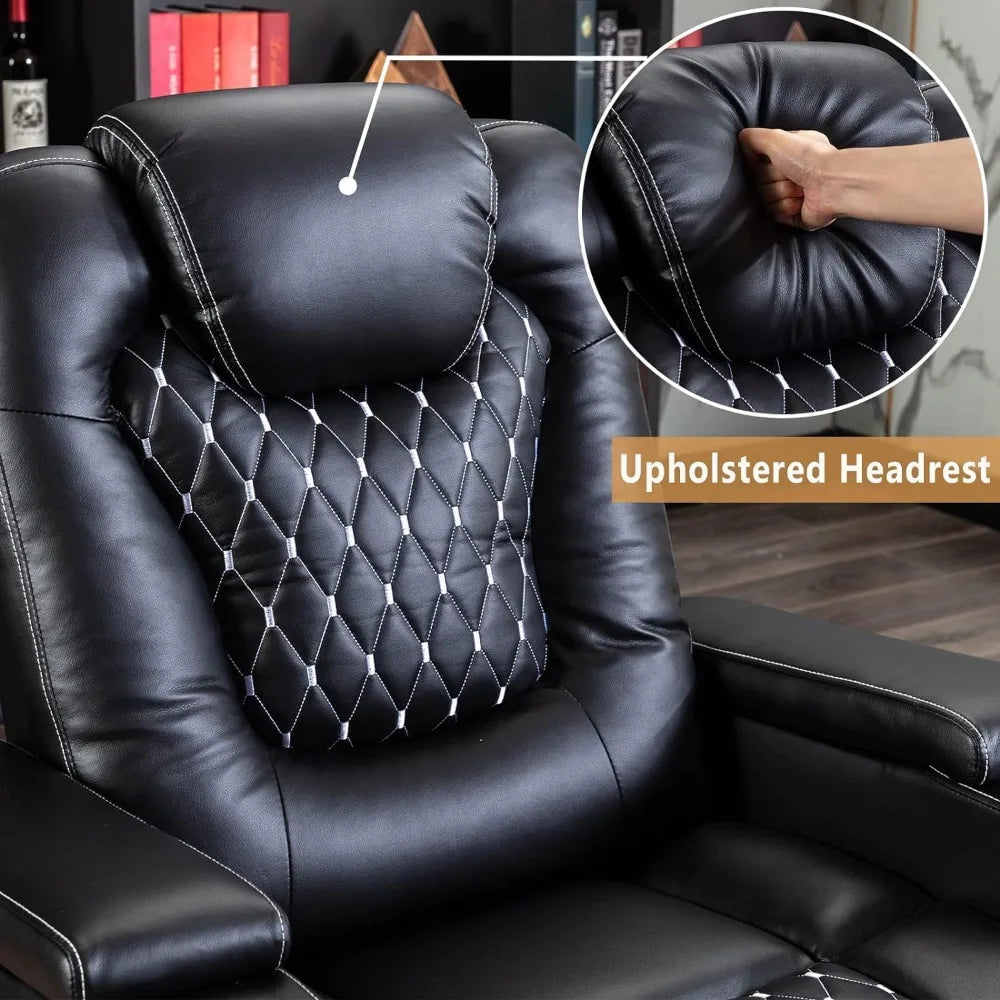 Chair Power Recliner, Chair USB Ports and Cup Holders, with Hidden Arm Storage, Overstuffed Electric Home Theater Seating Reclining