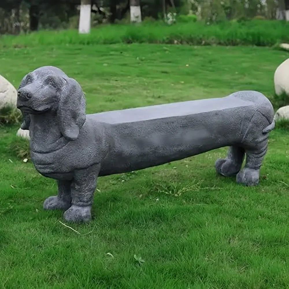 Decor Dachshund Dog Sculpture Stool Garden Bench Outdoor Decoration Gift 55.5’’L Magnesium Oxide