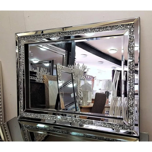 Decor, Crystal Mirrors for Wall Decor Living Room 32"x24"  Silver Luxury Modern Mirrored Home Decoration