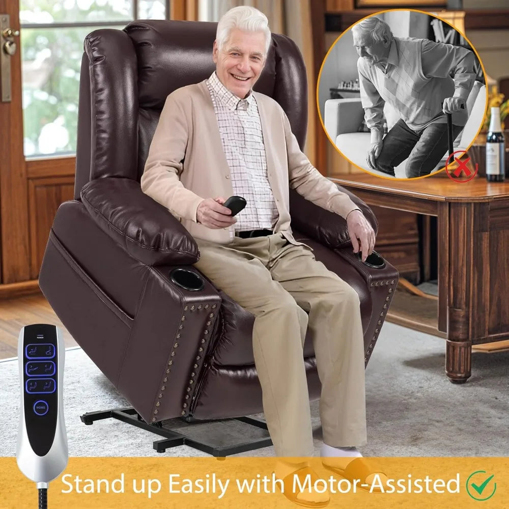 Chair Triple Motor Large Power Lift Recliner Chair for Matured and Elderly with Heat and Massage, Lay Flat Lift Chairs for the Young and Elderly