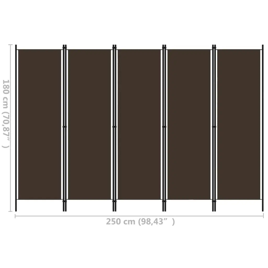 Room Divider 5-Panel Brown - 98.4x70.9 Inches Stylish Screen for Home Decor