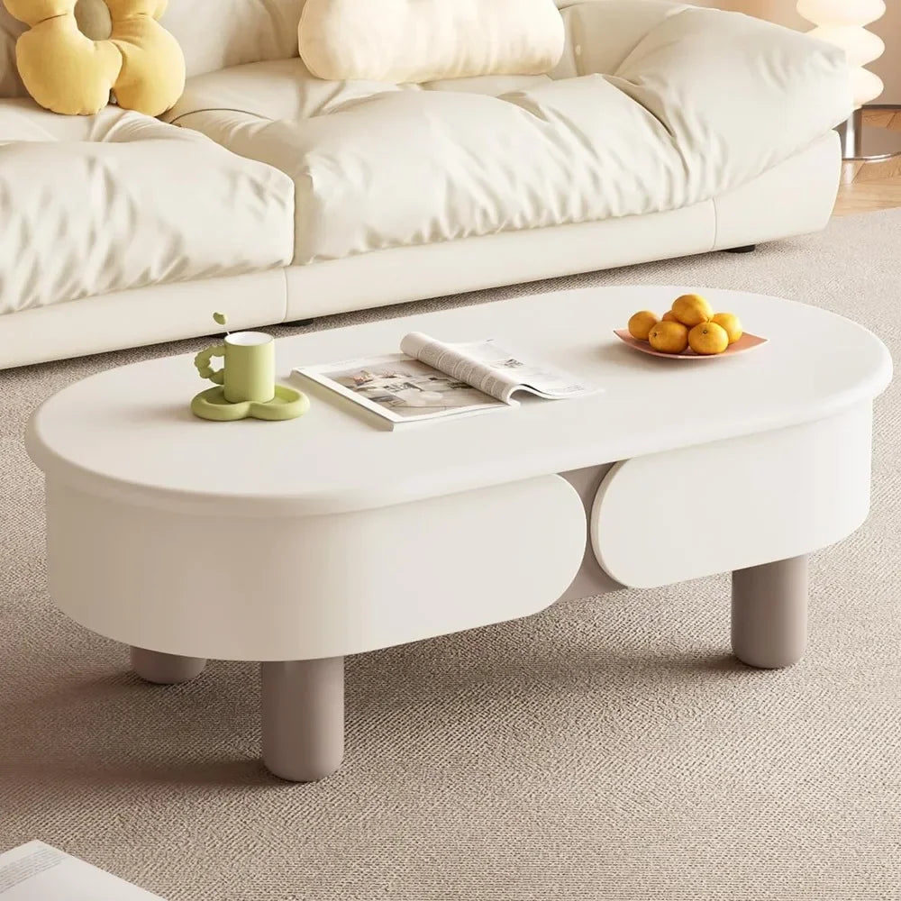 Coffee table, adjustable countertop, with storage space, suitable for living room, bedroom, balcony edge circular, coffee table