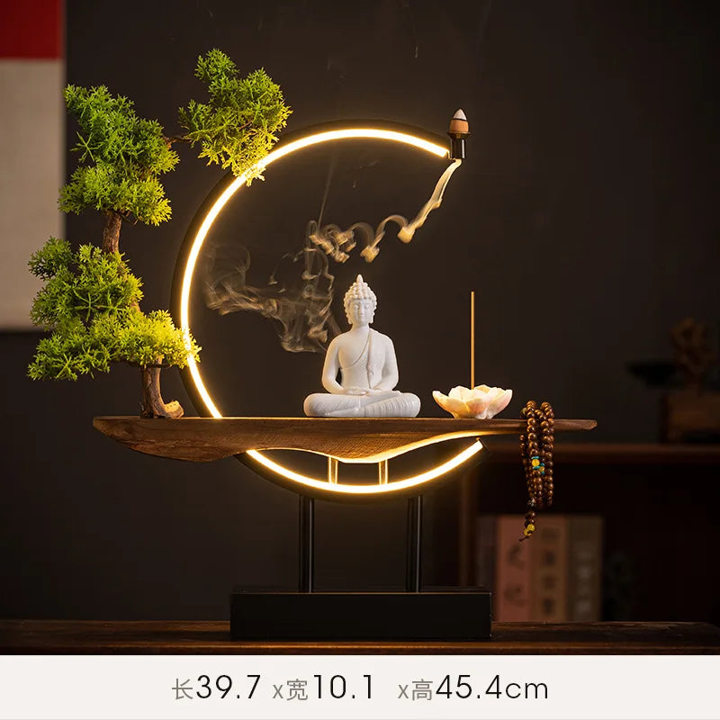 Sakyamuni Buddha Statue Large Buddhist statue Tathagata Buddha Figure Buddha Led ring light bespoke Living Room Incense Porch