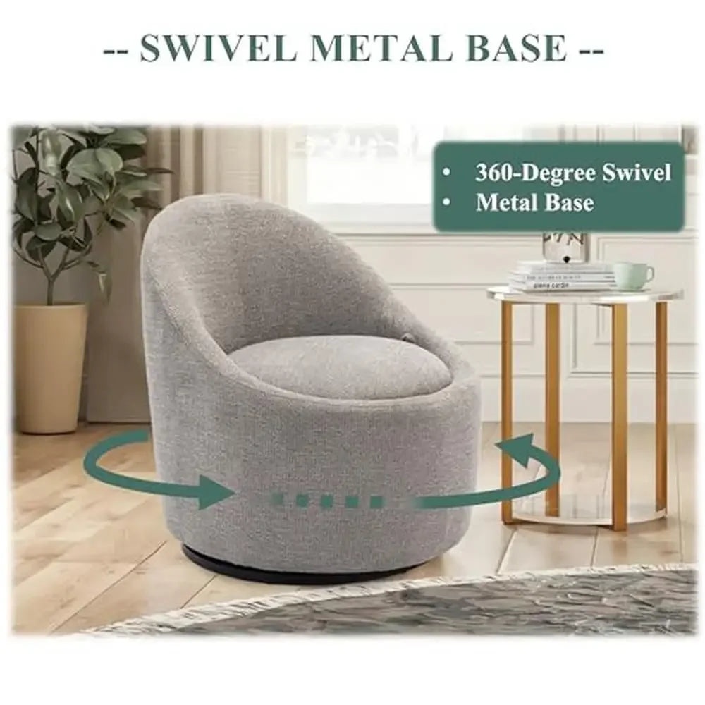 Chair Chenille Fabric, Swivel Barrel with Hidden Storage, Modern Armchair for Compact Spaces