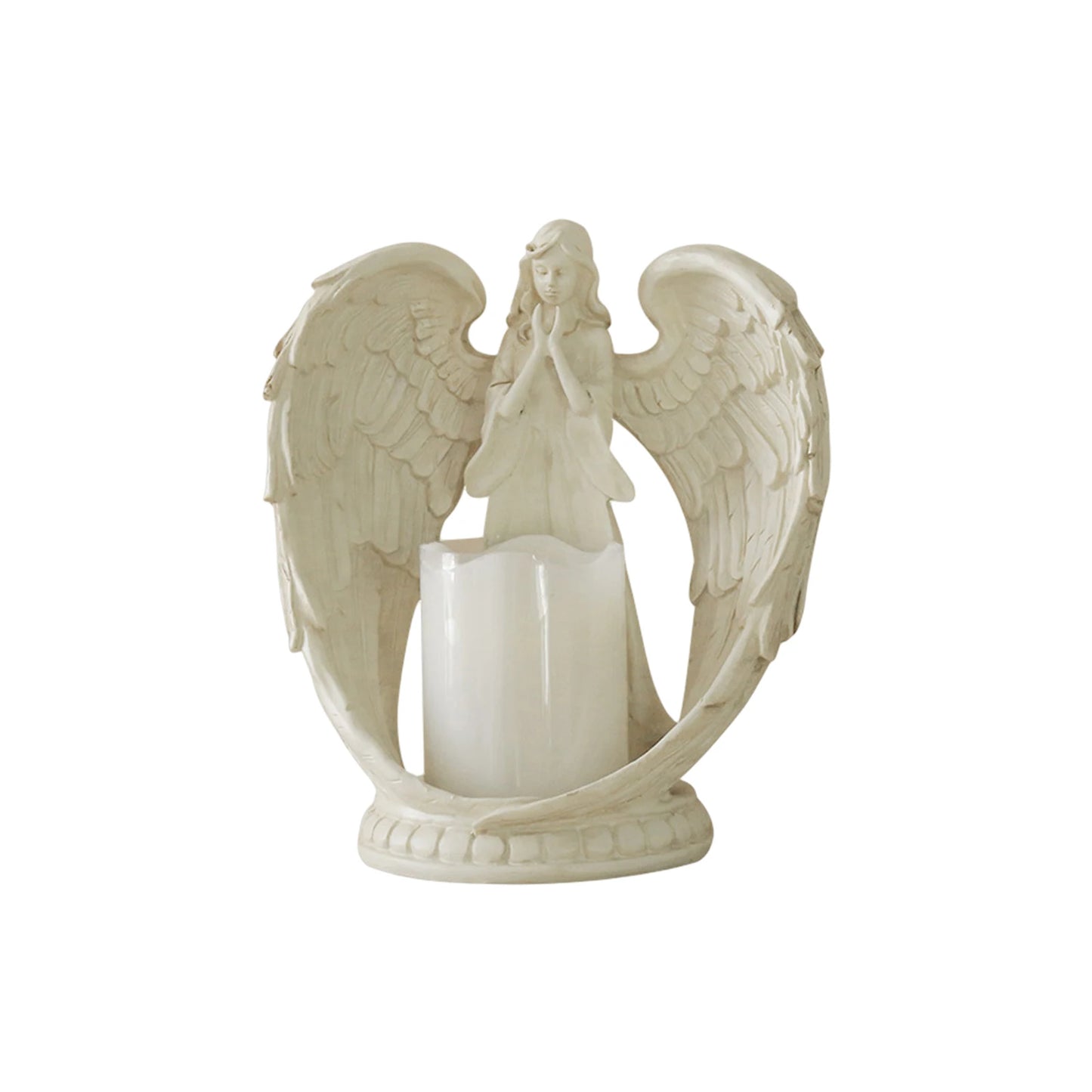 Resin Angel Sculpture Candlestick Battery Powered Prayer Angel Aromatherapy Candlestick Atmosphere Prop Wedding Party Decor