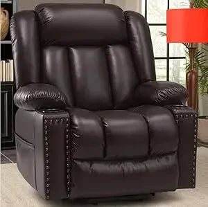 Chair For Large or Tall, Power Lift Okin from Germany, Recliners for Young and Elderly with Heated and Massage Overstuffed Adjustable Lift Chairs, Breathable Leather, USB