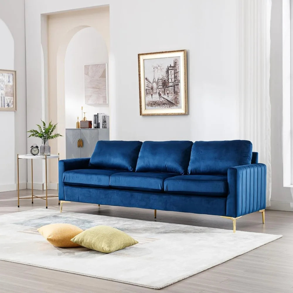 Living Room Sofa and Loveseat Set 2 Piece, Comfy Velvet Tufted Couch and Loveseat Sets Living Room Furniture Sets with Gold Leg