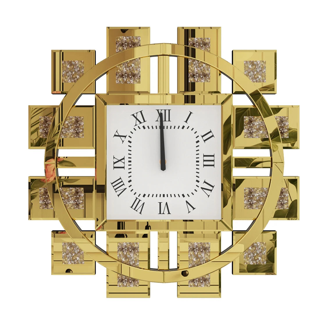 Decorative Wall Clock 60CM Irregular with Silver/ Golden Crystal Crushed Diamond Inlay Battery Operated