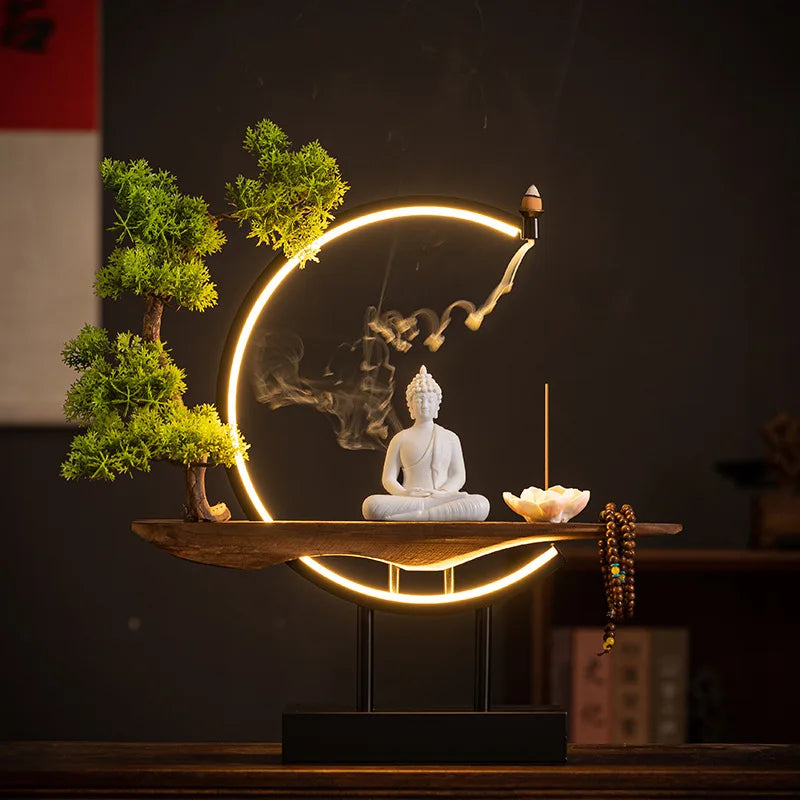 Sakyamuni Buddha Statue Large Buddhist statue Tathagata Buddha Figure Buddha Led ring light bespoke Living Room Incense Porch