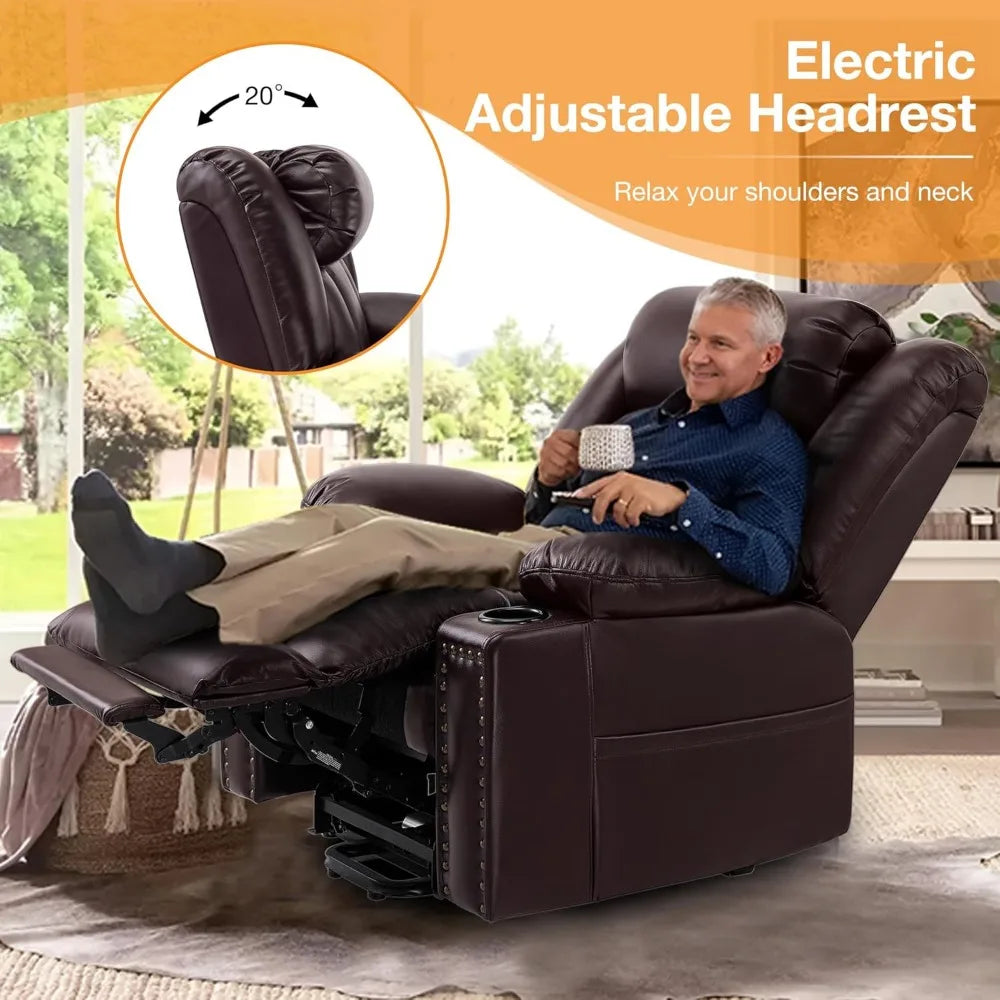 Chair Triple Motor Large Power Lift Recliner Chair for Matured and Elderly with Heat and Massage, Lay Flat Lift Chairs for the Young and Elderly