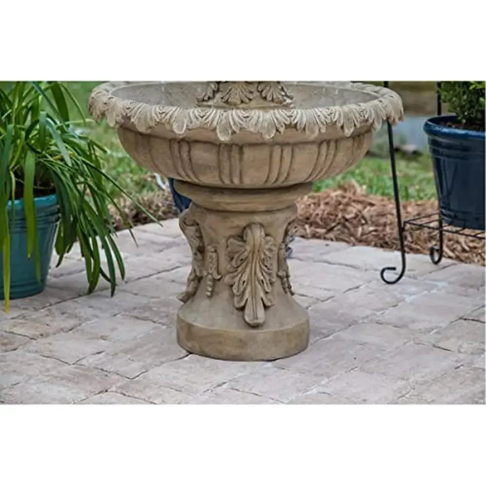 Outdoor Resin Water Fountain with LED Light Kit Sandstone Finish 45"H 25.5"W 25.5"Ext – Waterproof Scratch-Resistant Easy