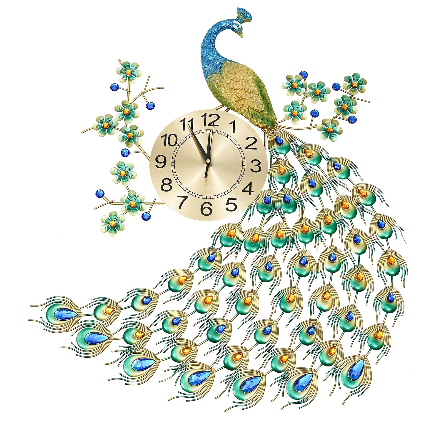 Peacock Wall Clock 75*65cm Exquisite Retro Decorations for Decorating Living Room and Dining Room Special Gift