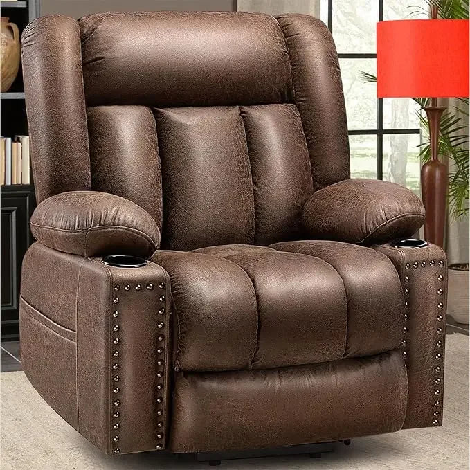 Chair For Large or Tall, Power Lift Okin from Germany, Recliners for Young and Elderly with Heated and Massage Overstuffed Adjustable Lift Chairs, Breathable Leather, USB