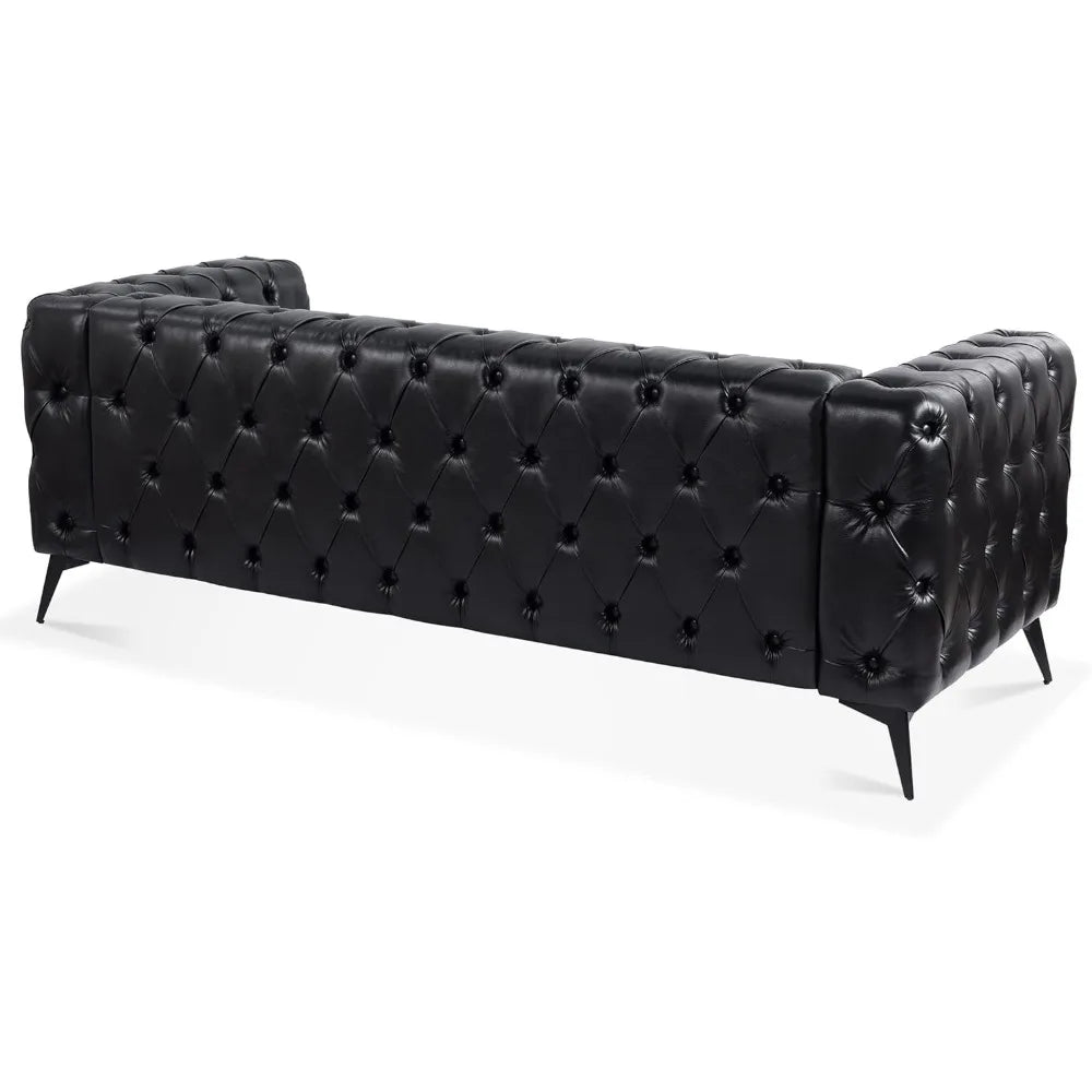 Living Room Tufted Sofa, Leather Couch Accent Upholstered 3-Seater Button Sofa with Tufted Back for Living Room Bedroom Furniture, sofas