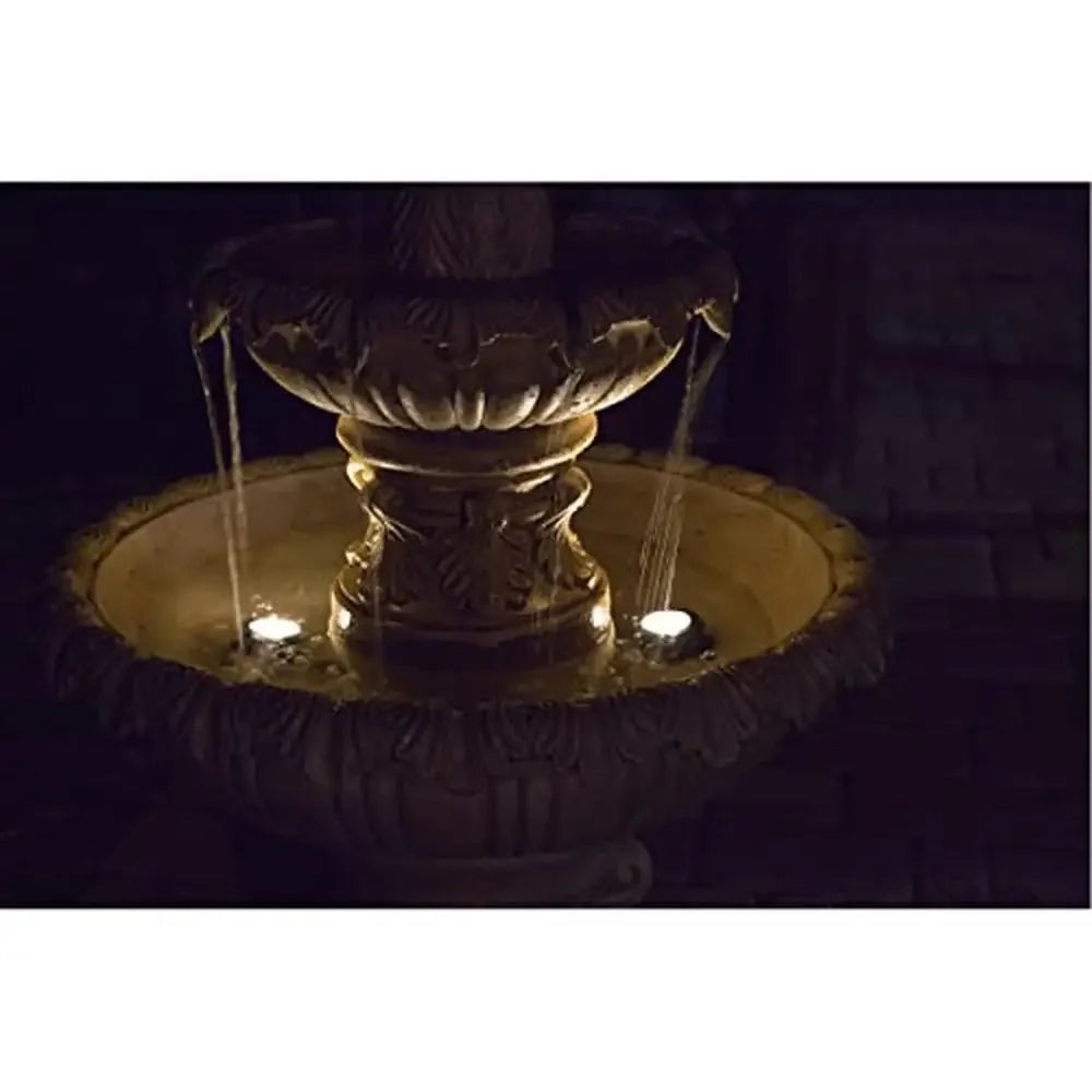 Outdoor Resin Water Fountain with LED Light Kit Sandstone Finish 45"H 25.5"W 25.5"Ext – Waterproof Scratch-Resistant Easy