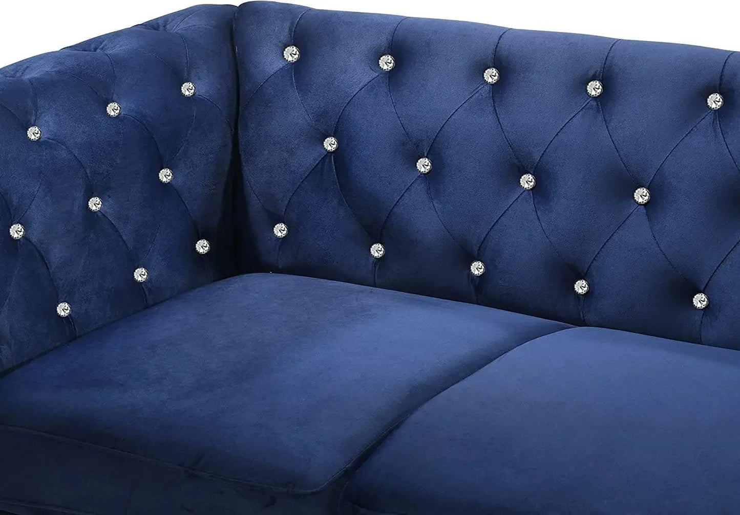 Living Room Emma Crystal Sofa and Loveseat Living Room Set, Royal Blue